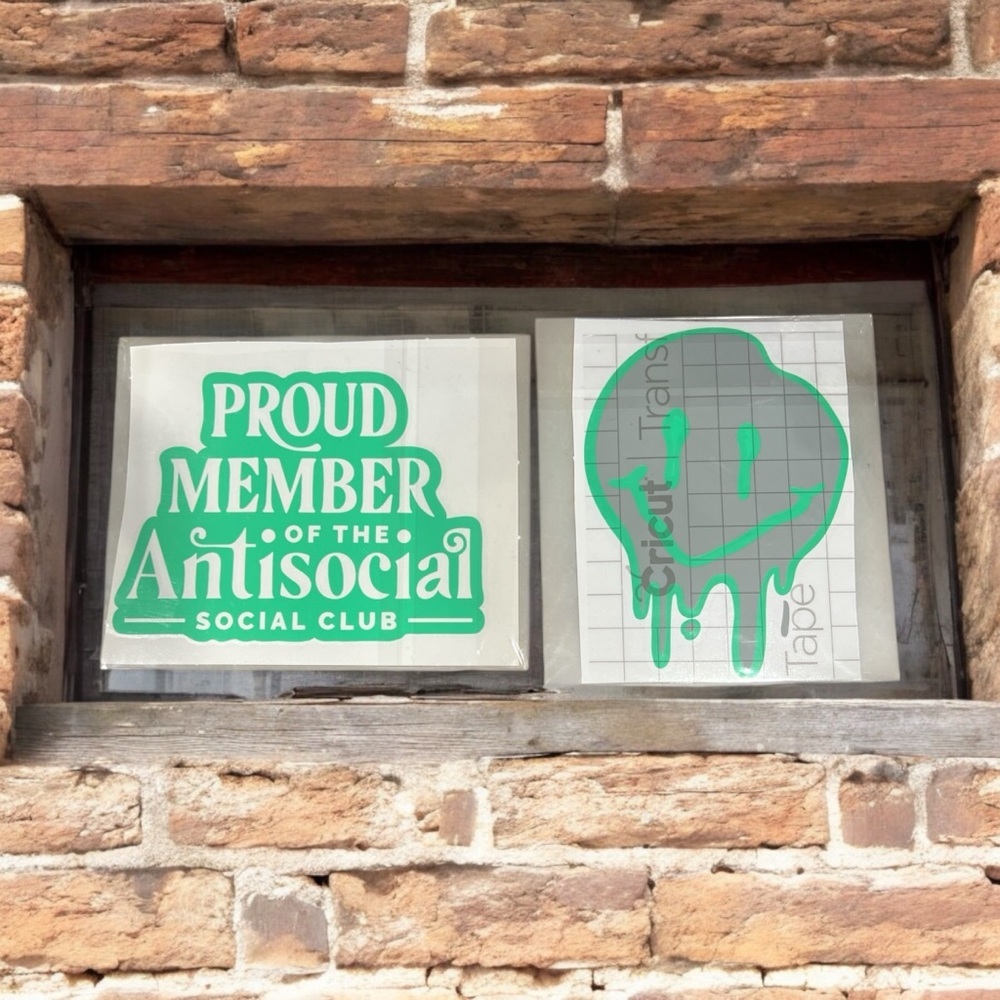 Green Antisocial Club and Smile Emoji Wall Decals
